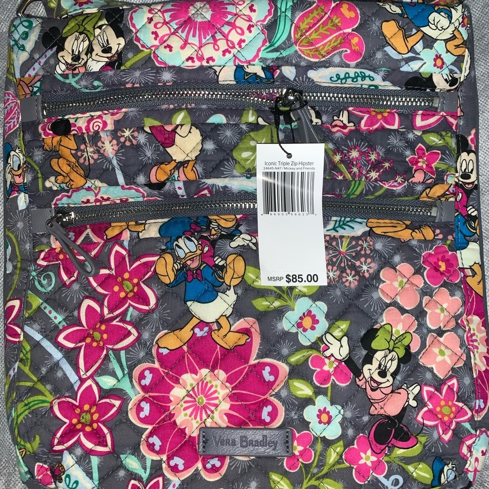NWT Vera Bradley Disney Iconic Triple Zip Hipster - Picture 2 of 8